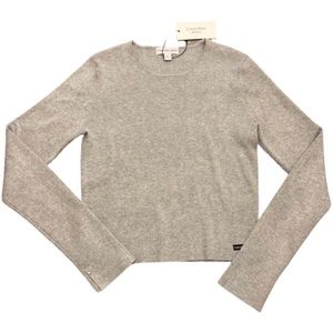 Calvin Klein Grey Crop ribbed sweater. Size: M